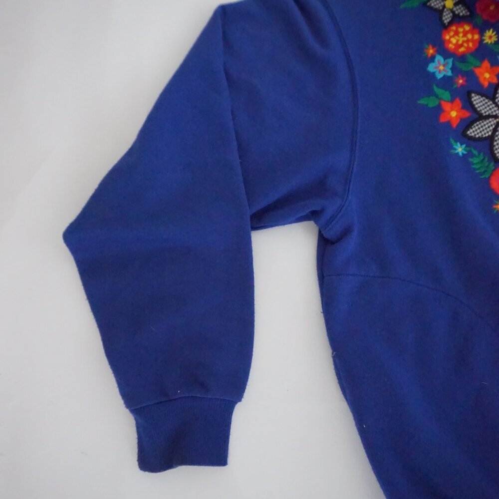 Vintage Alfred Dunner Blue Floral Embroidered Zip Up Knit Cottagecore Cardigan S - Picture 9 of 10